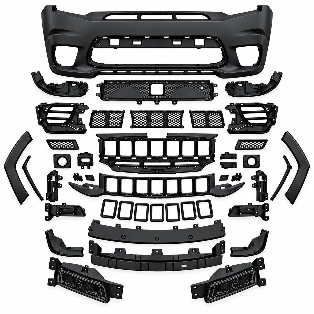 Front Bumper Cover for 2014-2021 Jeep Grand Cherokee | Primed | Ready to Paint | Aftermarket Replacement | Fits Laredo, Limited, Overland, Trailhawk, SRT, Trackhawk