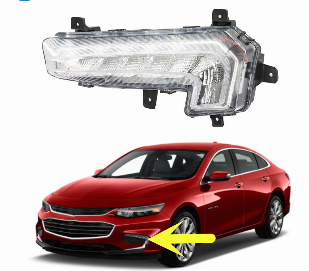 Fog Light Set for 2016-2018 Chevy Malibu | LED DRL Front Bumper Driving Lamp | Clear Lens | Aftermarket Replacement | GM2563230 | 23478394