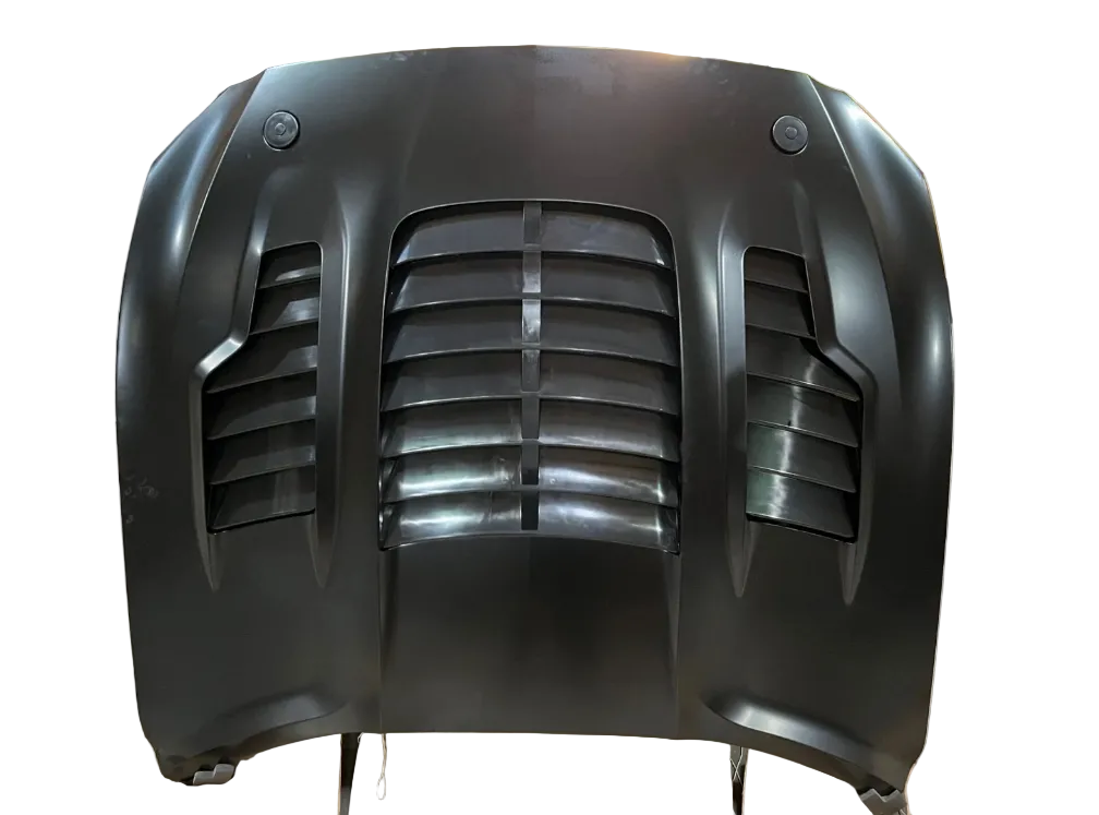 GT500 KR Style Hood for 2015-2017 Ford Mustang S550 | Primed | Triple Vent Air Intake | Aluminum | Aftermarket Replacement | Fits V6, EcoBoost, GT, Shelby | All Trims