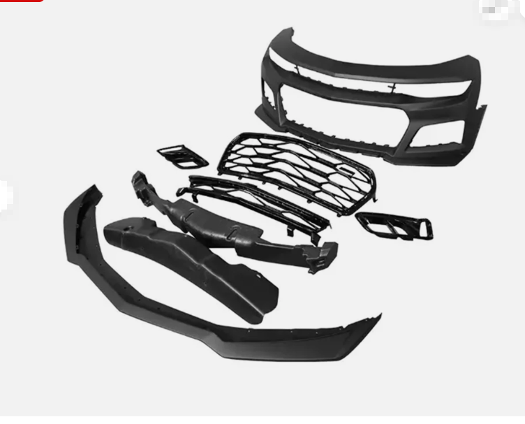 ZL1 Style Front Bumper for 2016-2018 Chevrolet Camaro 6th Gen | Primed | Complete Conversion Kit w/ Upper Lower Grille + DRL Fog Lights | Fits LS, LT, RS, SS | Aftermarket