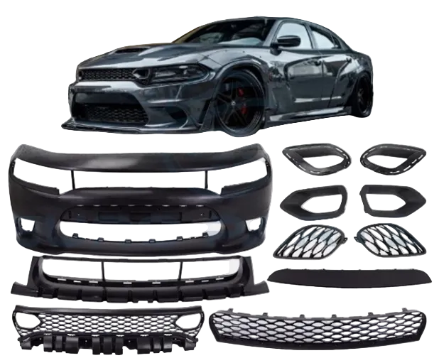 Front Bumper Cover for 2015-2023 Dodge Charger | Primed | Ready to Paint | Aftermarket Replacement | Fits SE, SXT, GT, R/T, Scat Pack, SRT 392, Hellcat | CH1000A24