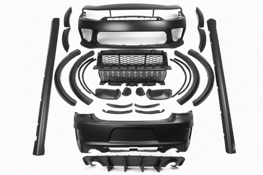 Dodge Charger wide body Kit Complete 2015-2023 Complete Widebody Kit for 2015-2023 Dodge Charger | Hellcat SRT Redeye Style | Primed | Front & Rear Bumpers + Fender Flares + Side Skirts + Diffuser | Aftermarket | Primed