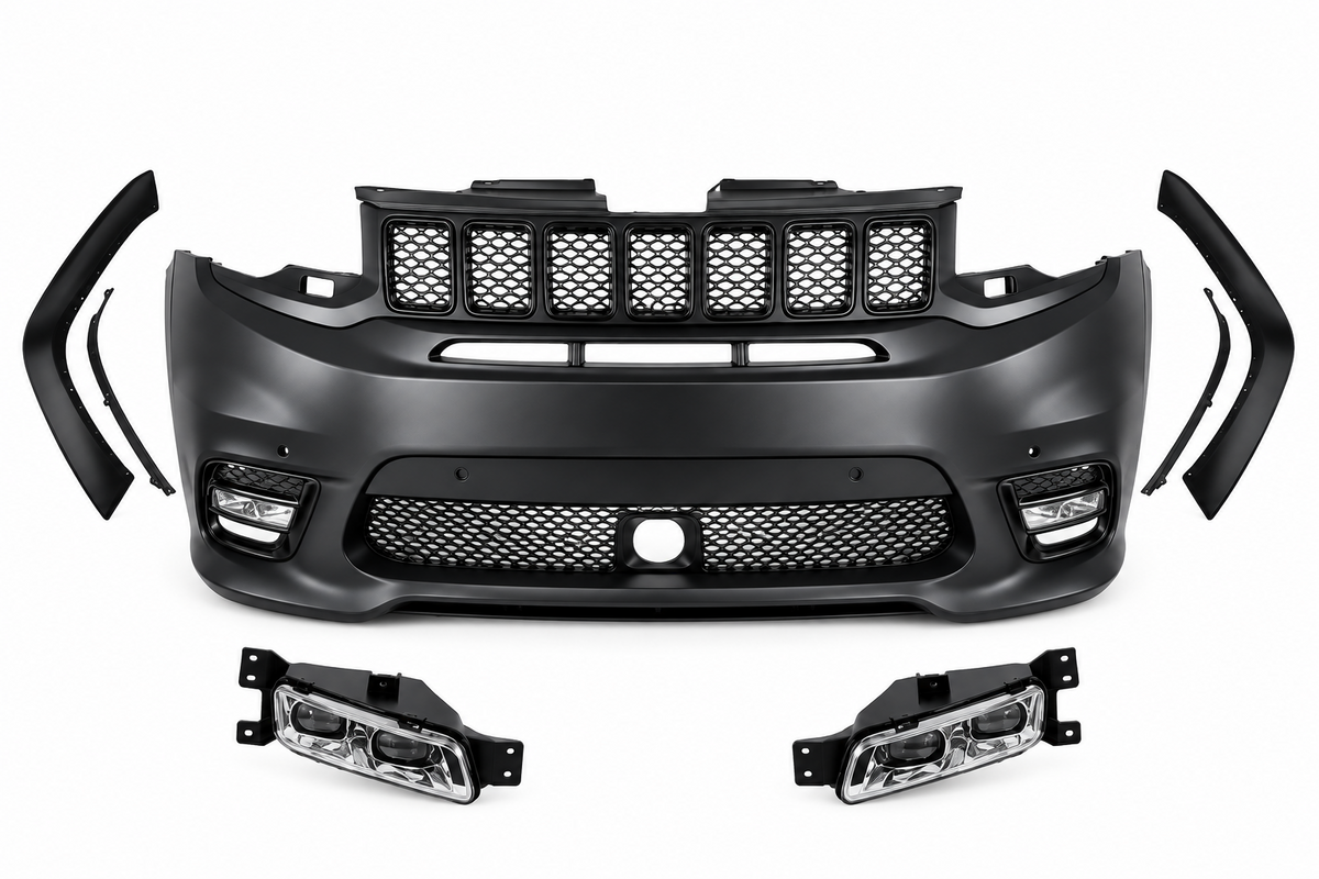 Front Bumper Cover for 2014-2021 Jeep Grand Cherokee | Primed | Ready to Paint | Aftermarket Replacement | Fits Laredo, Limited, Overland, Trailhawk, SRT, Trackhawk