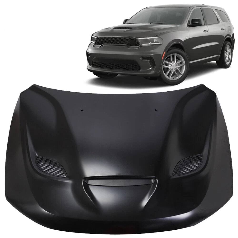 SRT Hellcat Style Hood for 2011-2023 Dodge Durango | Primed | Heat Extractor Vented Scoop | Aluminum | Aftermarket Replacement | Fits R/T, SRT, SXT, GT, Citadel